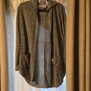 Mudd Heather Gray Hooded Open-Front Cardigan